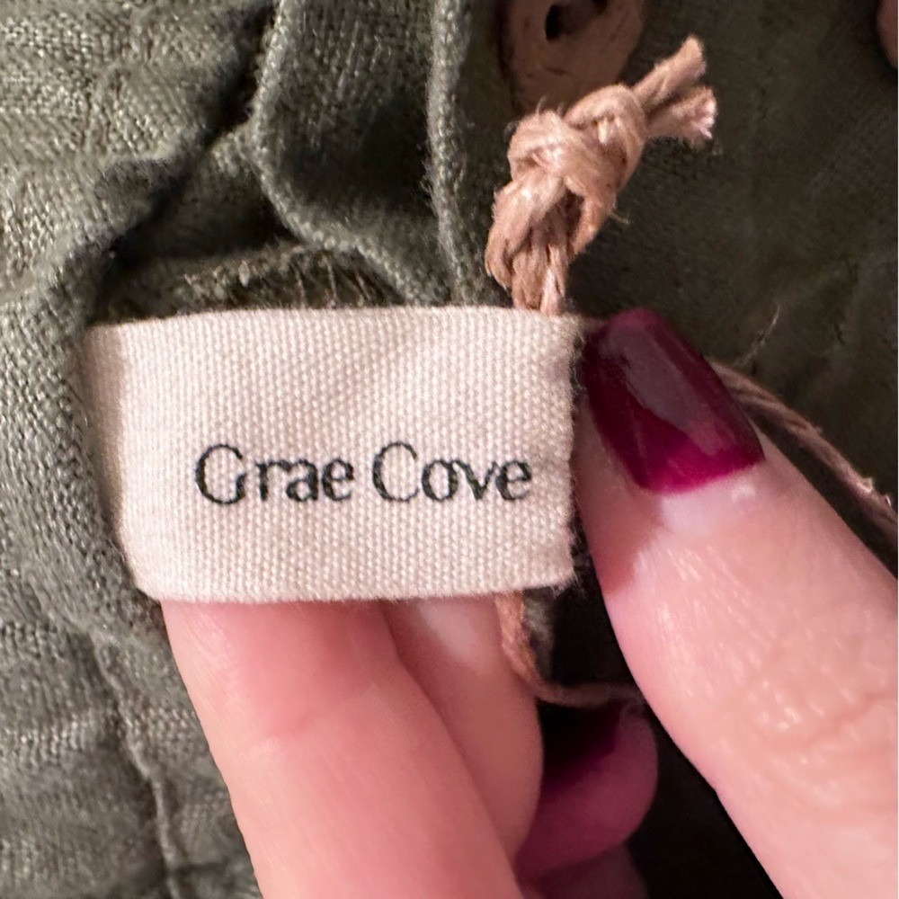 Grae Cove 100% Linen Thalia Button Fly Wide Leg‎ Palazzo Pants XL Green NWT - Picture 5 of 11